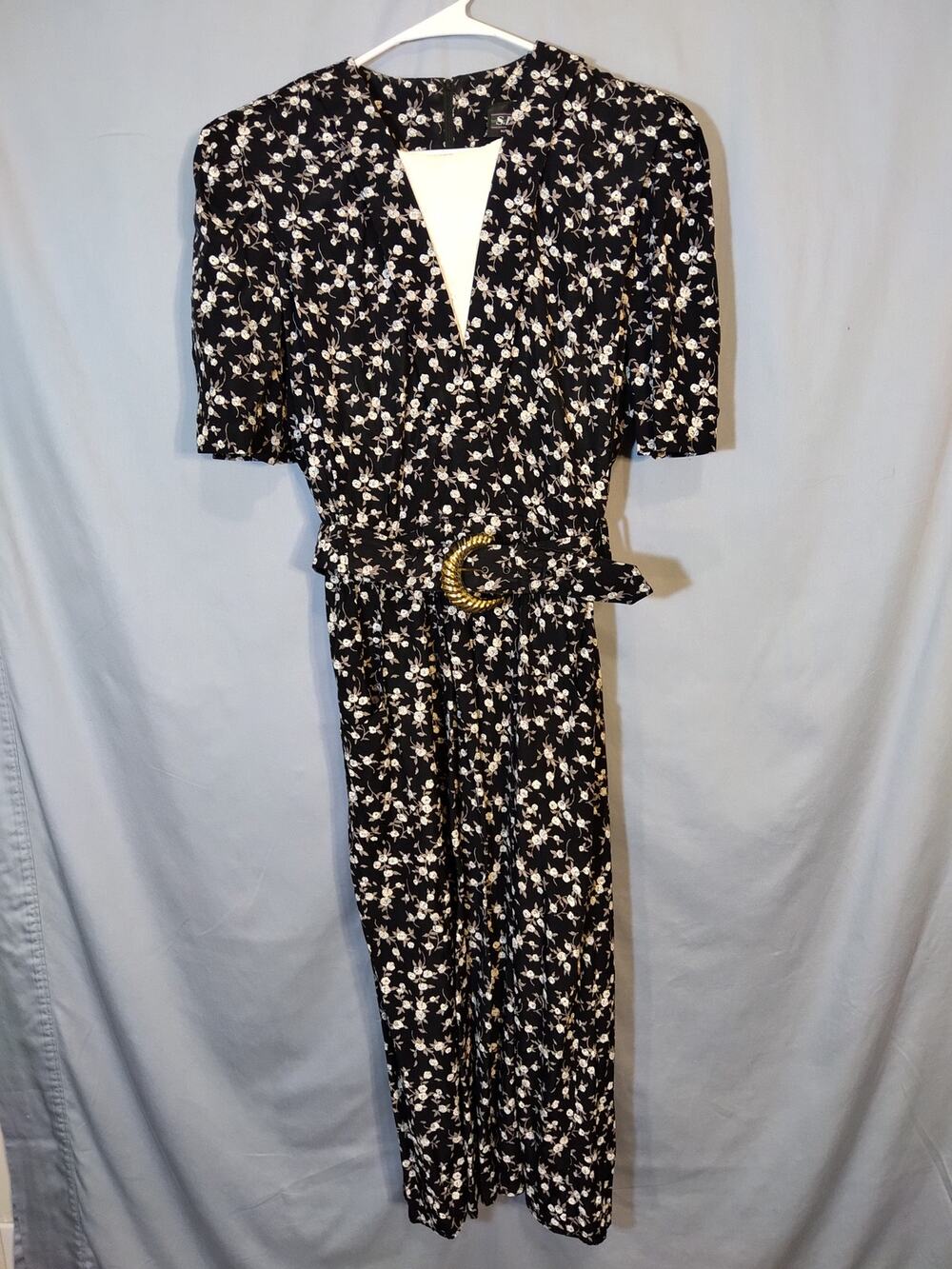 Vintage 80s floral belted dress